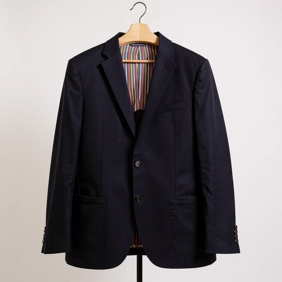 Ibiza Wool Stretch Seersucker Half-Lined Sport Coat Navy Blue Mens Sz 42L Blazer - Picture 1 of 7